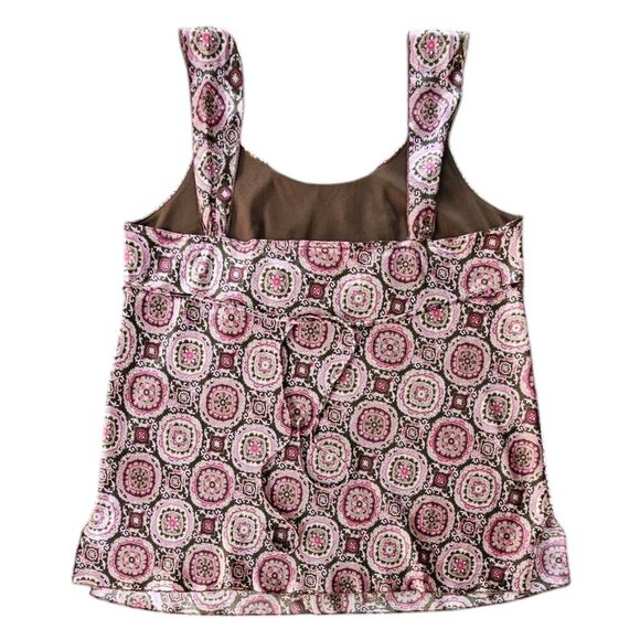 Vtg Y2K Self Esteem Satin Babydoll Tank Top Camisole Tie Back Geometric Boho 1X - Picture 2 of 8